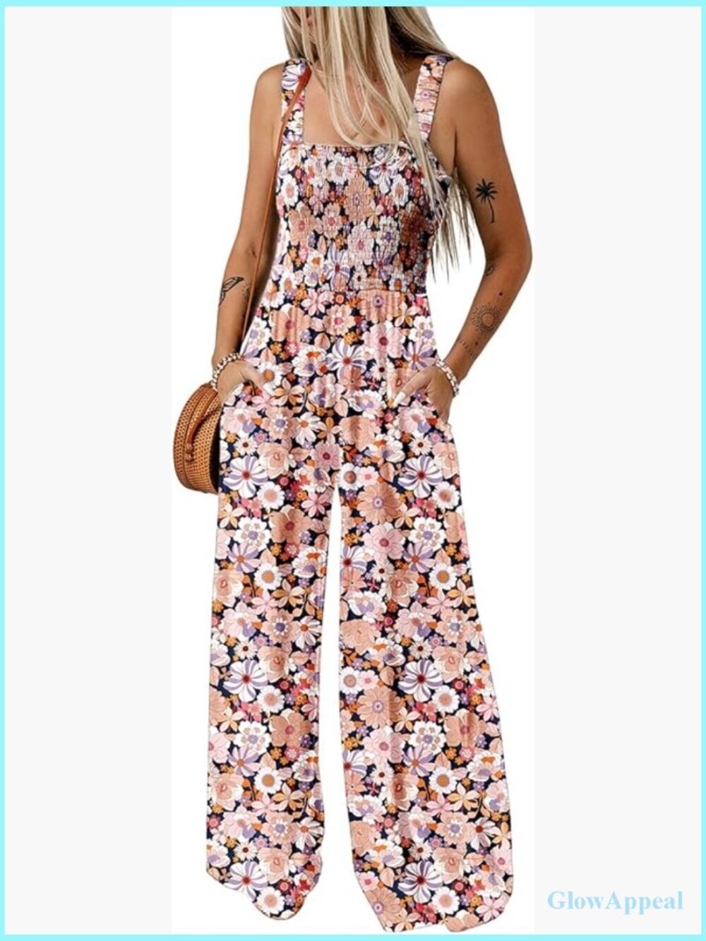 Casual Loose Overalls Jumpsuit One Piece Sleeveless Wide Leg Romper